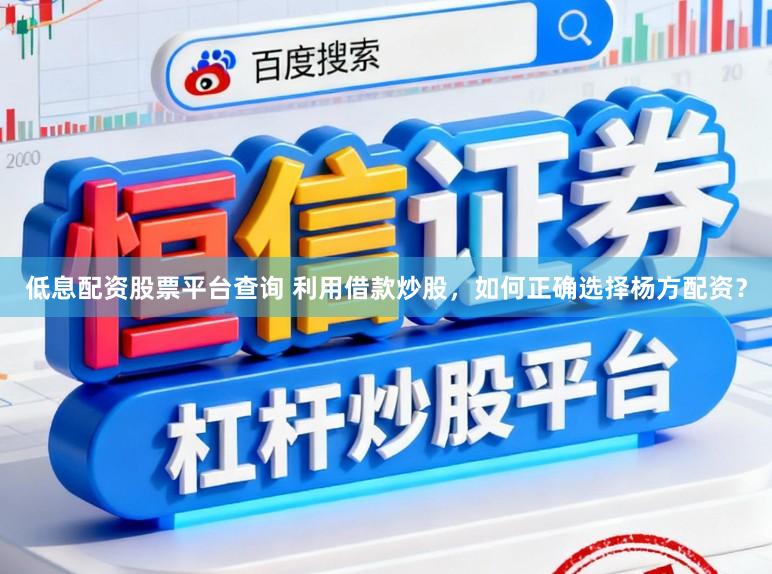 低息配资股票平台查询 利用借款炒股，如何正确选择杨方配资？